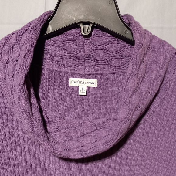 Croft & Barrow EUC Lavender Cowl Neck Sweater, Size Large, Super Soft - Picture 3 of 7